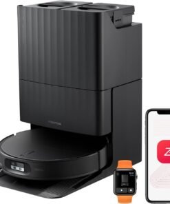 Roborock Qrevo Edge S5A Robot Vacuum and Mop, 18,500Pa, Zero-Tangling, DuoDivide Main Brush, FlexiArm Side Brush, Hot Water Mop Washing & Self-Cleaning, Warm Air Drying, Self-Emptying, Black