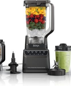 Ninja Kitchen System | All-in-One Food Processor & Blender for Smoothies | Includes Pitcher, (2) 16 oz. To-Go Cups & 8-Cup Bowl | Makes Salsa, Dough, Shakes, & Frozen Drinks | 1500W | Black | BL770