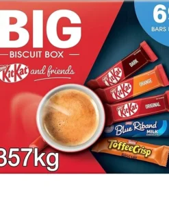 [New User Only]Nestlé Kitkat and Friends Big Biscuit Box | 69 x Chocolate Biscuit Bars – KitKat, Blue Riband, Toffee Crisp | Bulk Chocolate Box 1.357kg