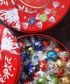Lindt Lindor Mixed Chocolate Truffle Chocolate Can 900g in two boxes – perfect for sharing – Chocolate balls with a smooth, melt-in-your-mouth filling, red
