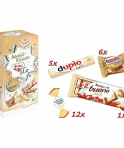kinder and Co. White Advent Calendar 2025 – Advent Calendar with Chocolate Specialities from Ferrero – Kinder Bueno White, Schoko-Bons, Duplo & Hanuta Minis – 1 Calendar of 263 g
