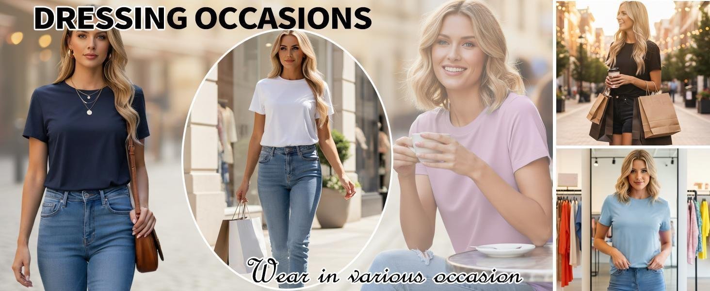 【Limited time deal】Women's Summer Undershirt Short Sleeve T-Shirt Solid Color Round Neck Casual Tee（T-shirt only） Womenswear Shortsleeve